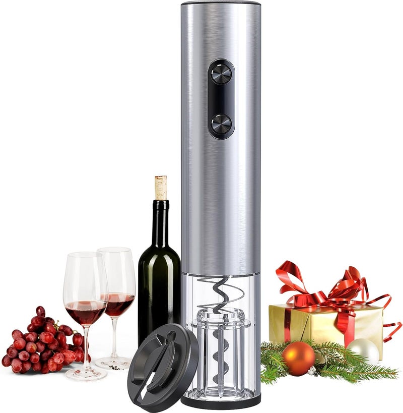 AtomDream Tech Electric Wine Opener, Battery-Operated Automatic Corkscrew with LED Light & Foil Cutter, Stainless Steel Reusable Wine Bottle Opener for Home, Kitchen, Parties & Gifts for Wine Lovers - Image 1